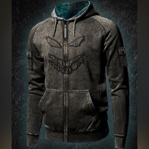 Vintage Y2K Disturbed Hoodie Full Zip Mens Large Black Metal Band Music RARE